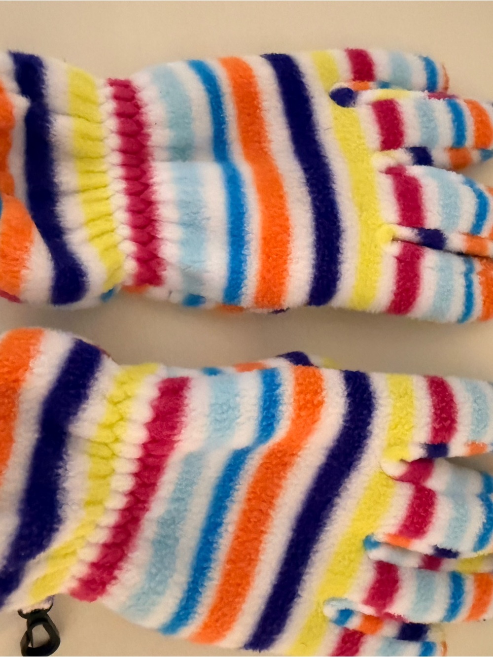 L.L. Bean Kids Striped Fleece gloves in Blue, Orange, Pink, Yellow, White